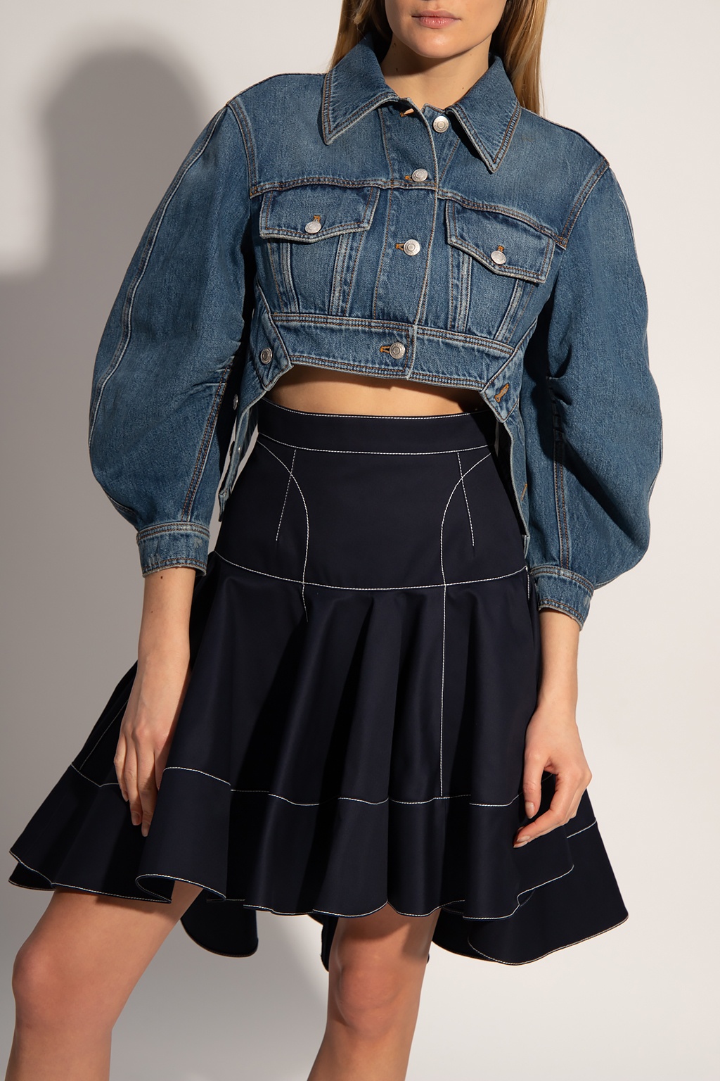 Mavimoon Checked Flare Coat and Skirt